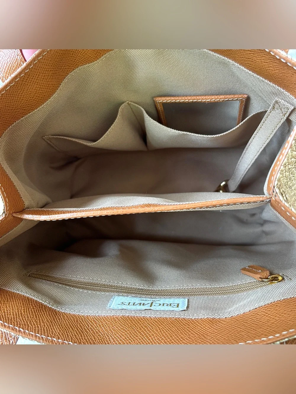 ERIC JAVITS “Squishee” Straw & Leather Small Bag